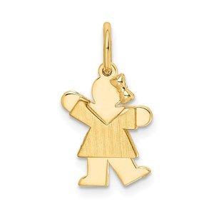 Million Charms 14k Yellow Gold Mini Girl Kiss Charm